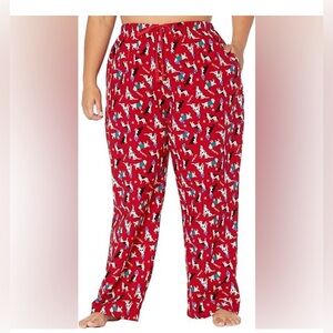 Women's L.L.Bean Flannel Sleep Pants size 2X, Print  Red Winter Dogs